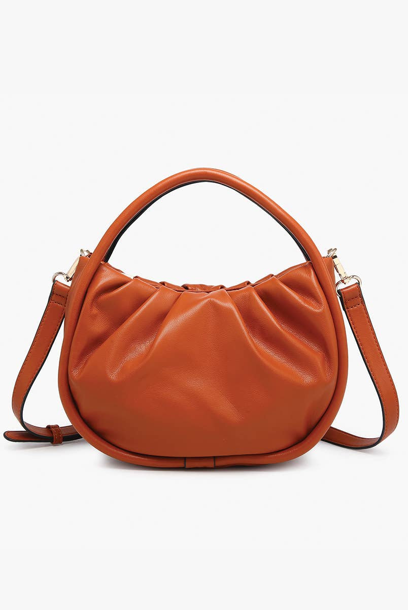 Audrey Circular Satchel Crossbody Bag: Rust { product_type }}