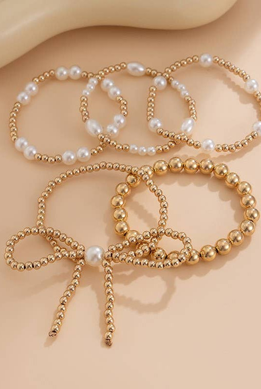 Bow Pearl Bracelet Stack { product_type }}