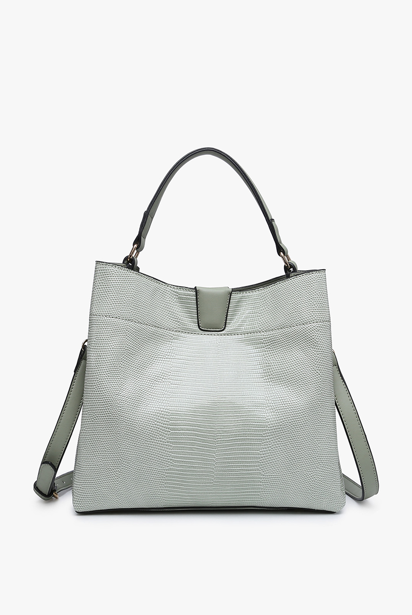 Tati Lizard Print Satchel - Pale Teal { product_type }}
