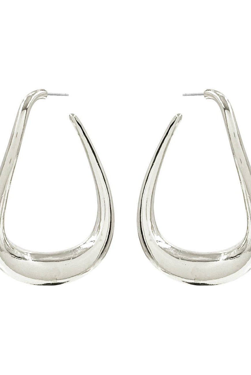 Silver Metal Hoop Earring-Accessories-What's Hot-Three Birdies Boutique, Women's Fashion Boutique Located in Kearney, MO