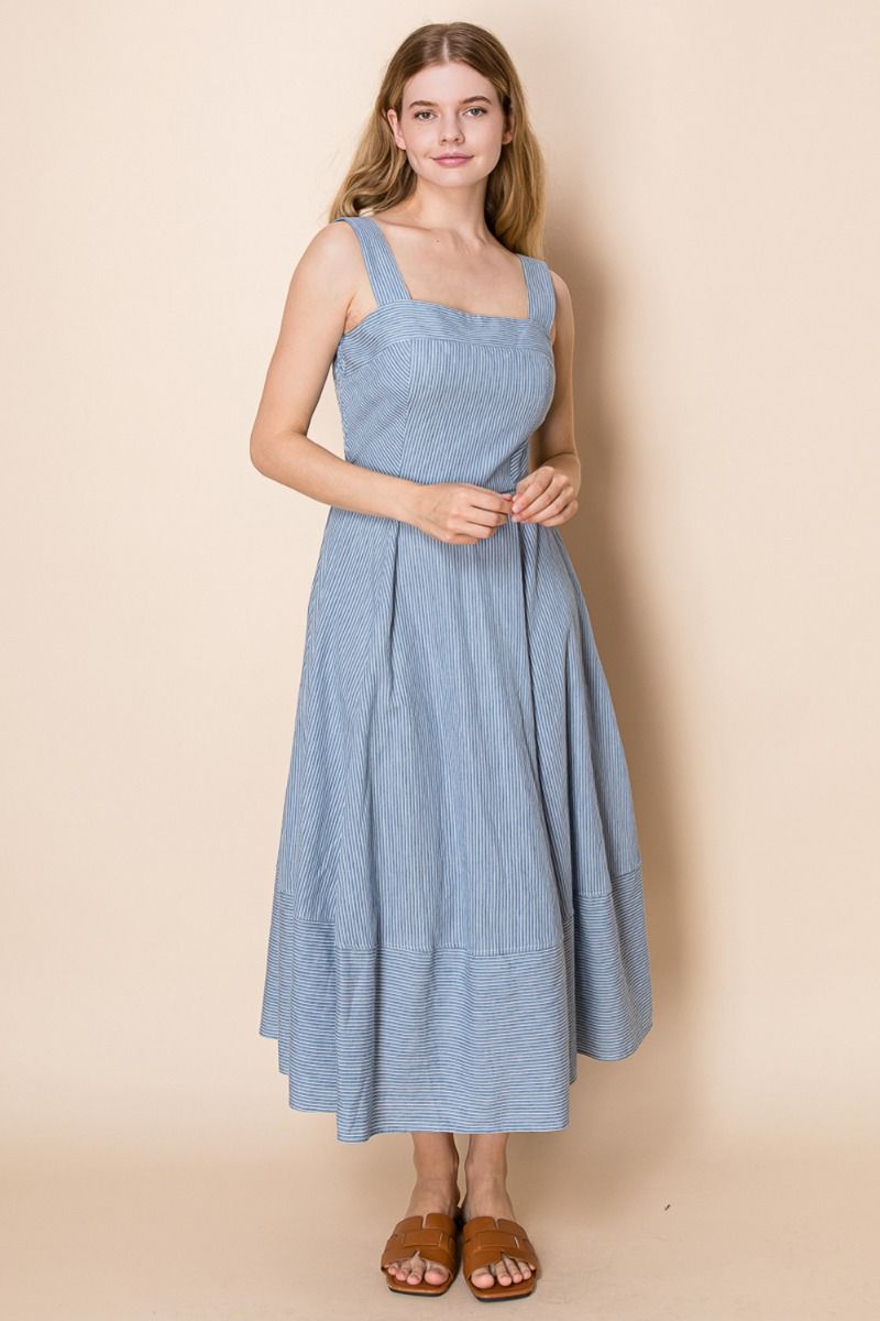 Denim Dress-Dresses-White Birch-Three Birdies Boutique, Women's Fashion Boutique Located in Kearney, MO