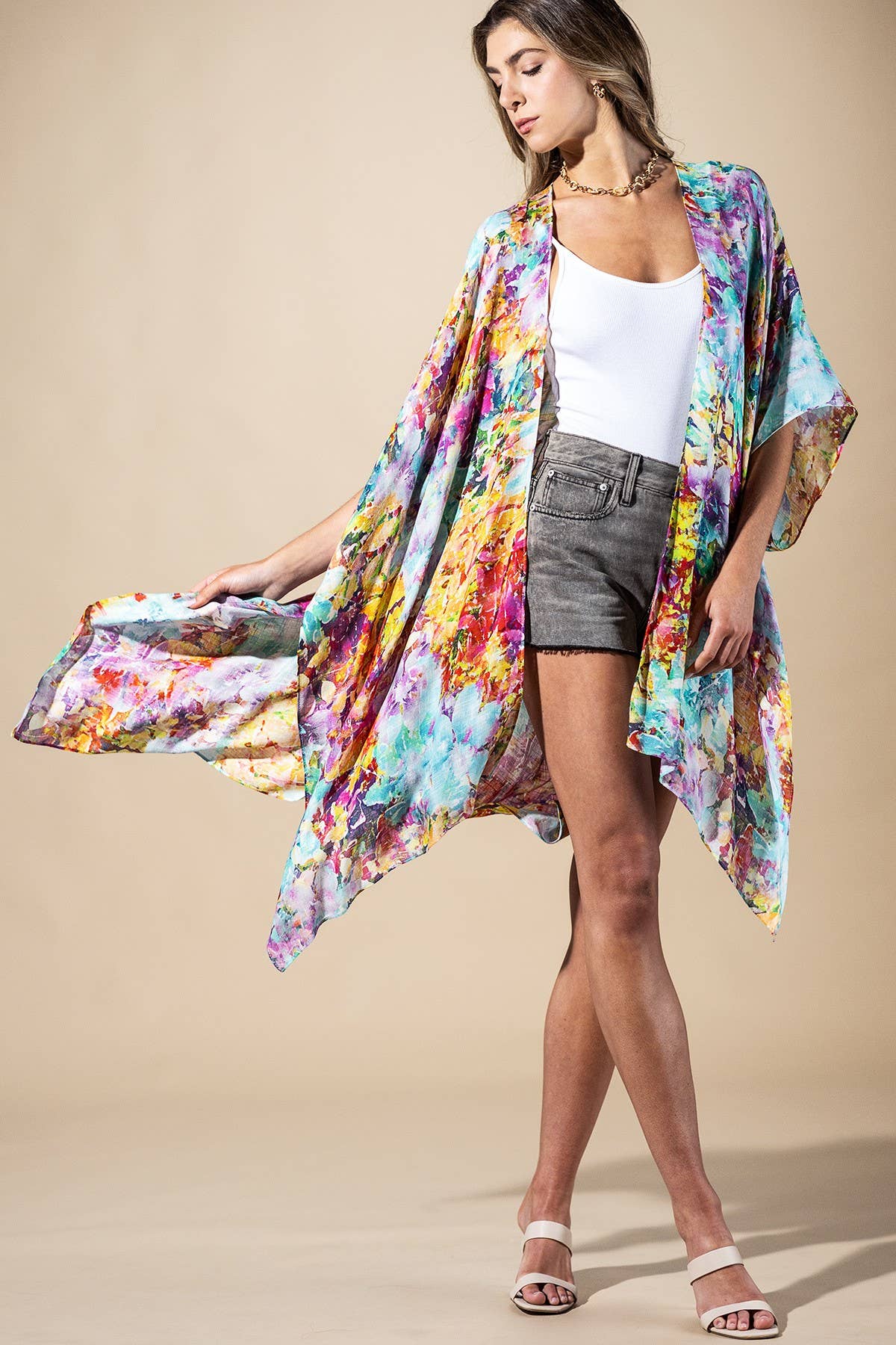 Wild Petal Viscose Kimono: Wildflower-Urbanista-Three Birdies Boutique, Women's Fashion Boutique Located in Kearney, MO