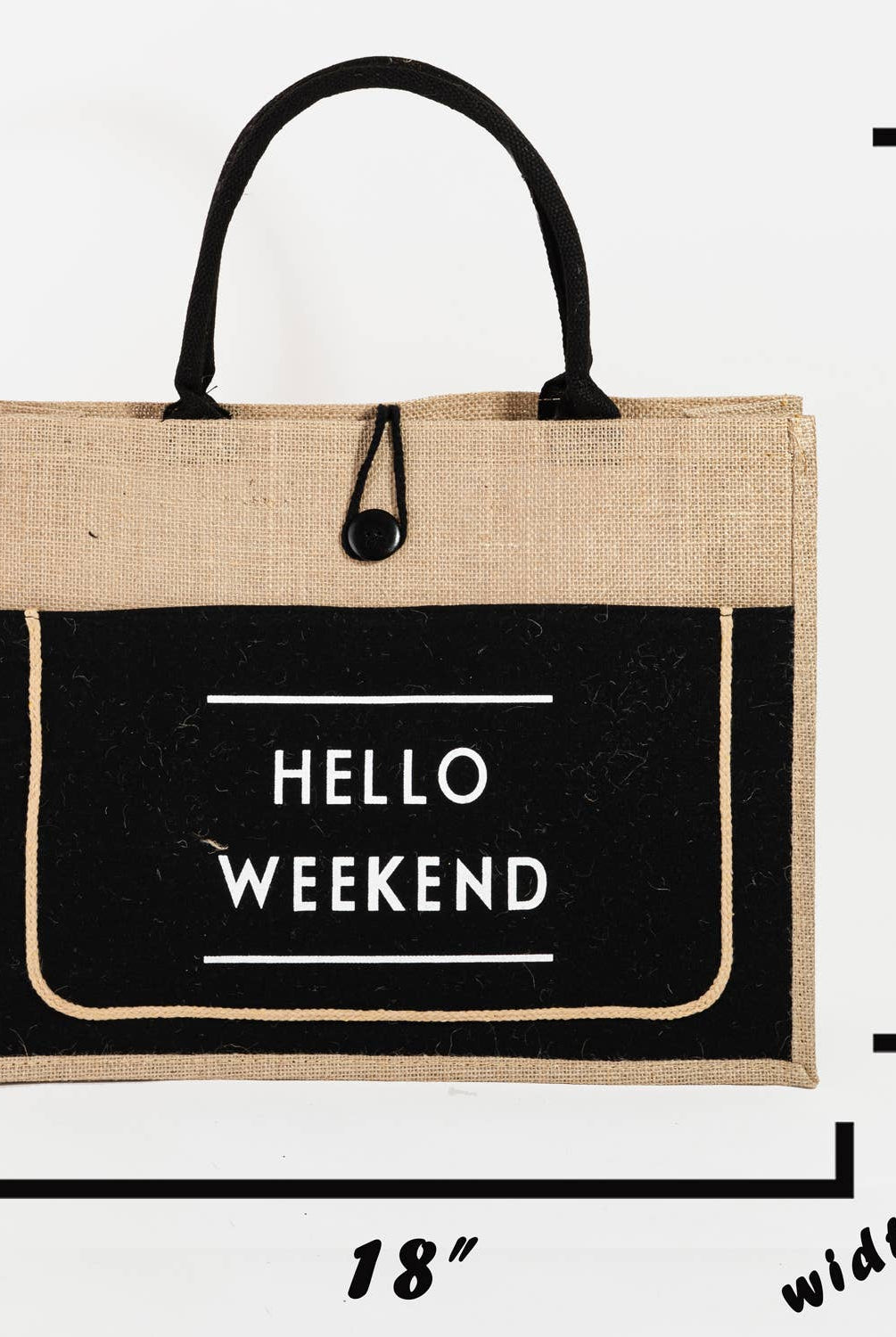 Hello Weekend Burlap Tote Bag: IV { product_type }}