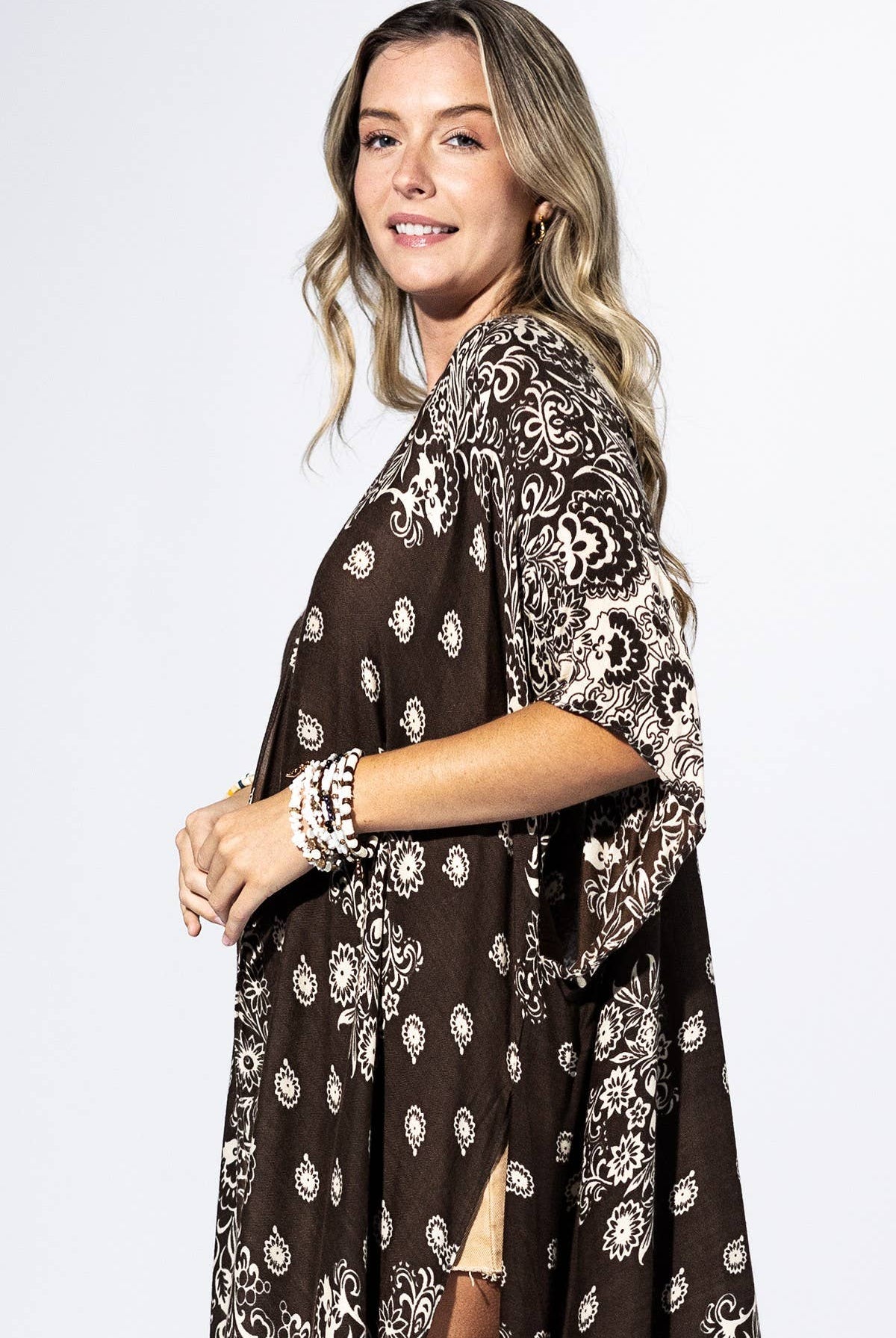 Damask Bandana Kimono - Ash Grey { product_type }}