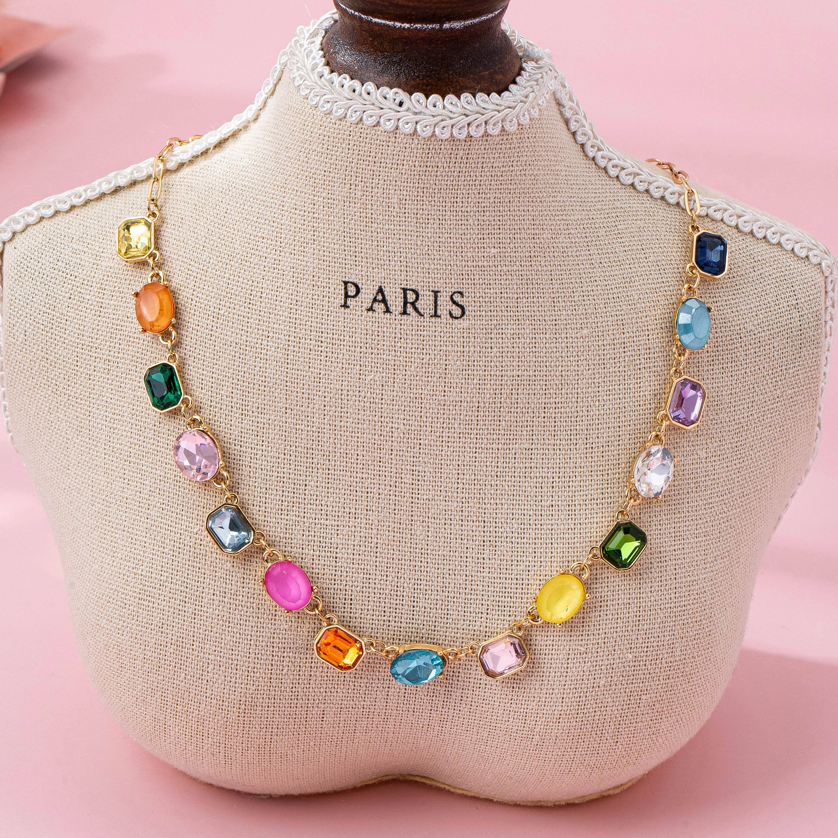 Multicolor Gemstone Link Necklace { product_type }}