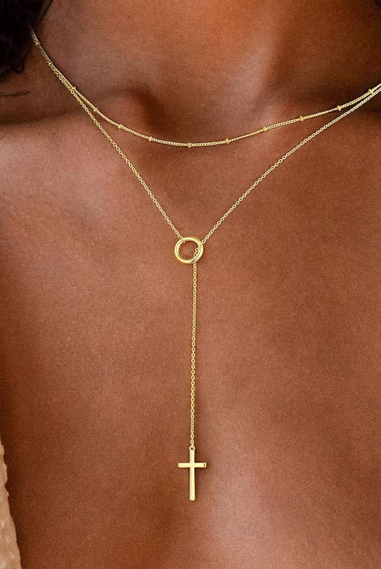 Gold Layered Cross Necklace { product_type }}