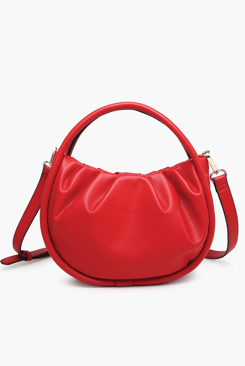 Audrey Circular Satchel Crossbody Bag: Red { product_type }}