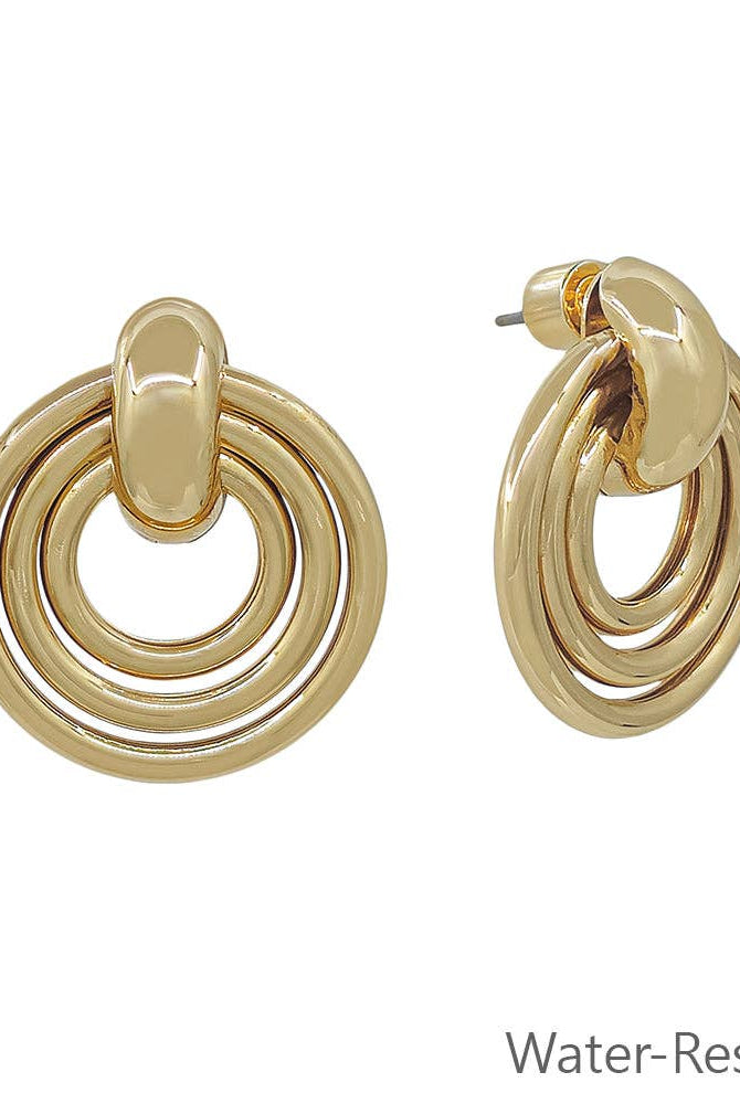 Triple Round Gold Earring-Accessories-What's Hot-Three Birdies Boutique, Women's Fashion Boutique Located in Kearney, MO