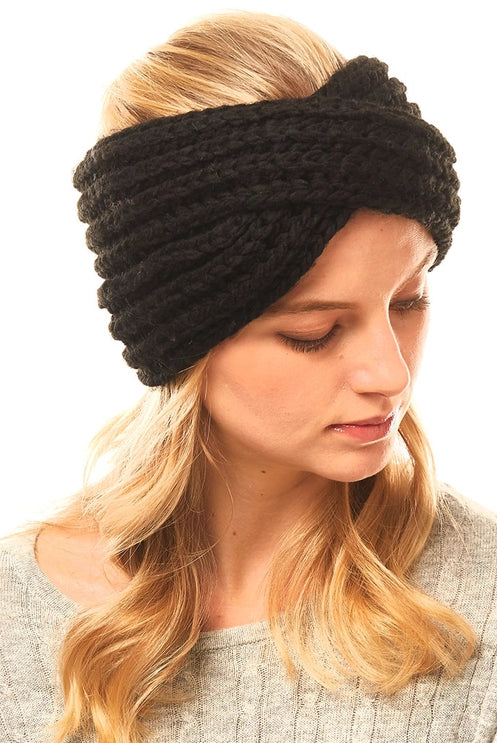 Solid Twisted Wide Knit Headband { product_type }}
