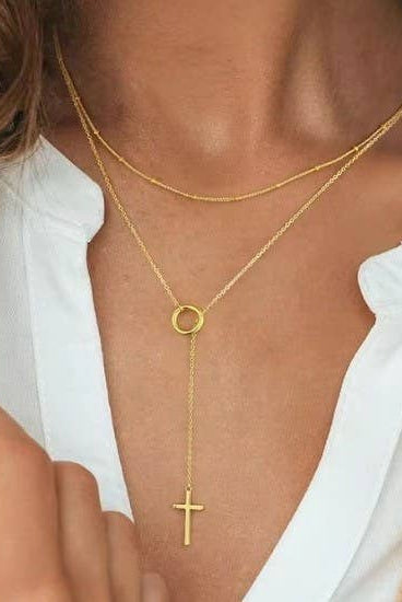 Gold Layered Cross Necklace { product_type }}