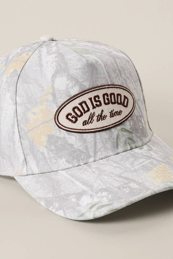 GOD IS GOOD All The Time Patch Camo Baseball Cap: CAMO / One Size { product_type }}
