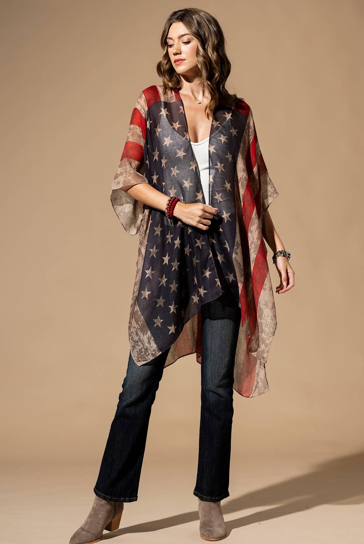 Vintage USA Print Kimono { product_type }}