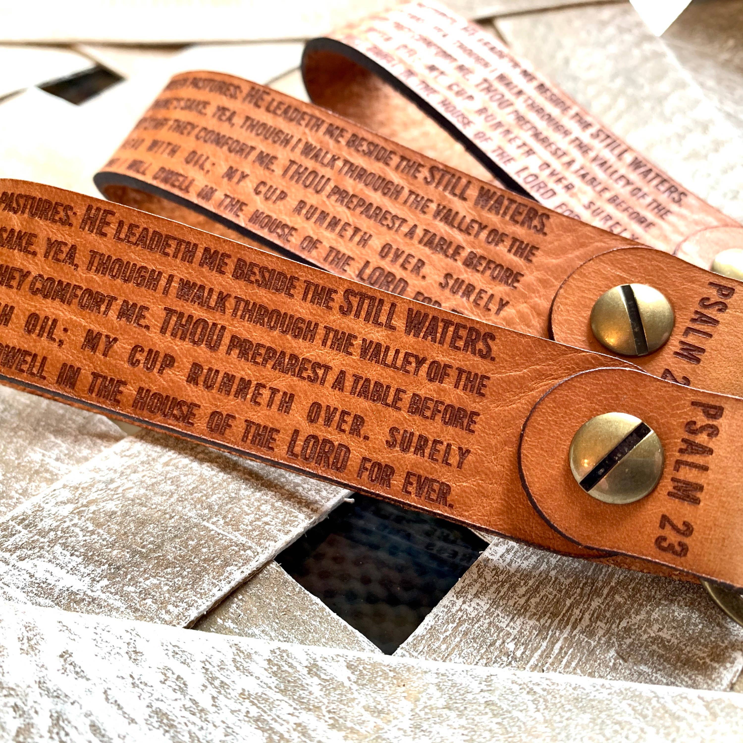 Psalms 23 Leather Keychain-New Market Farmhouse-Three Birdies Boutique, Women's Fashion Boutique Located in Kearney, MO