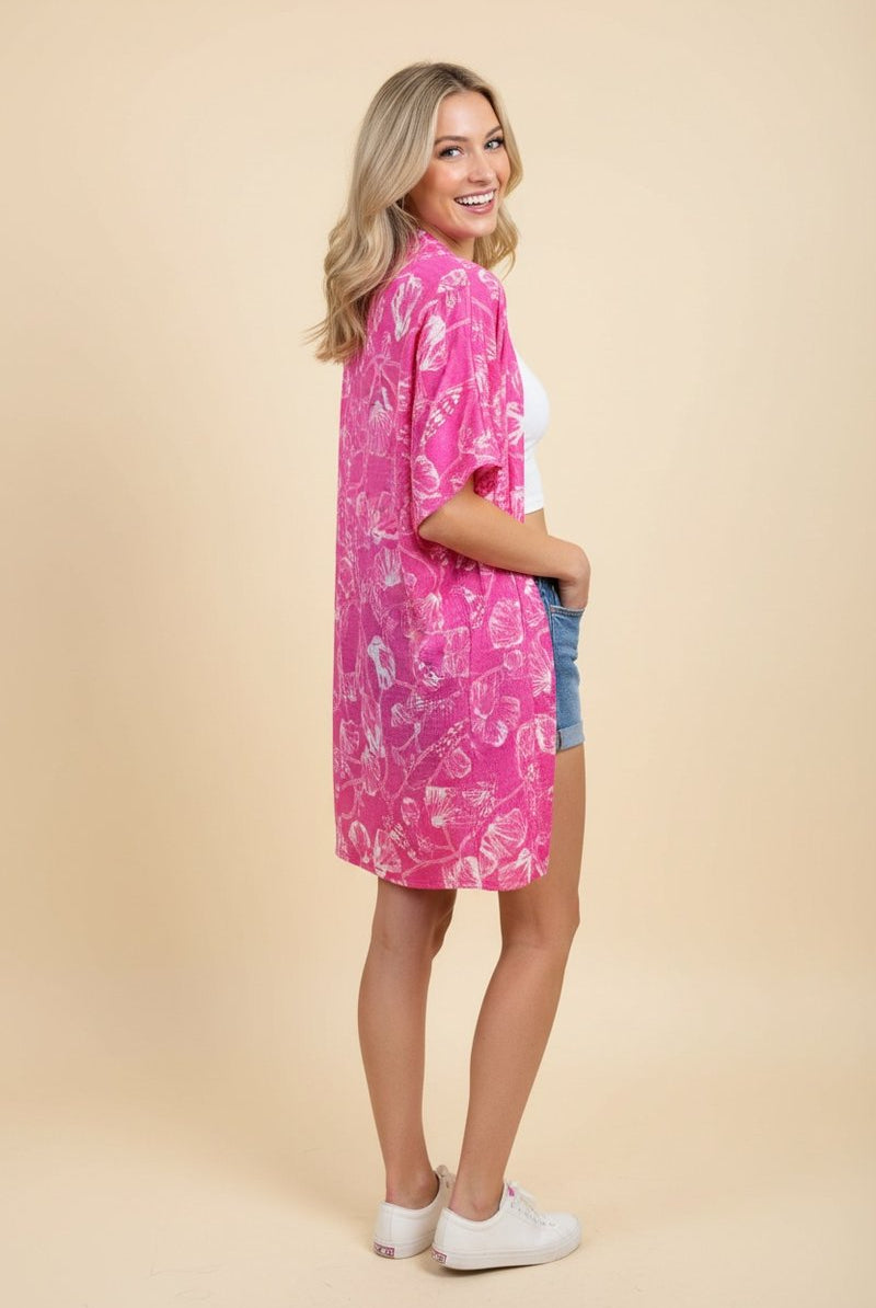 Fuchsia Kimono-Shirts & Tops-Heimish-Three Birdies Boutique, Women's Fashion Boutique Located in Kearney, MO
