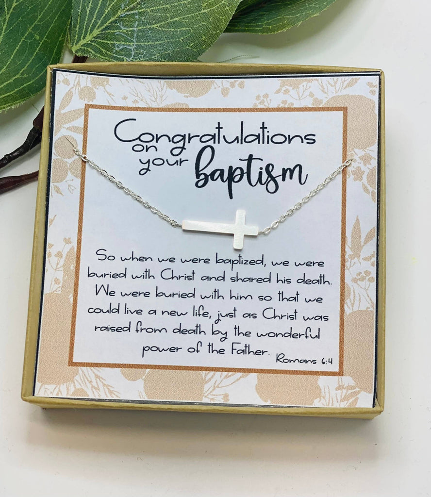 Baptism Gift, Baptism Keepsake Necklace for Girls, Cross: Silver-Little Happies Co-Three Birdies Boutique, Women's Fashion Boutique Located in Kearney, MO