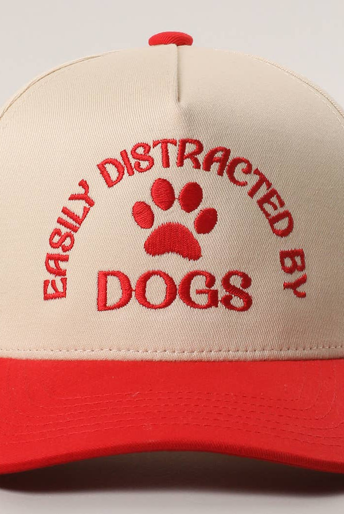 EASILY DISTRACTED BY DOGS Embroidered Trucker Hat: BLACK / One Color { product_type }}