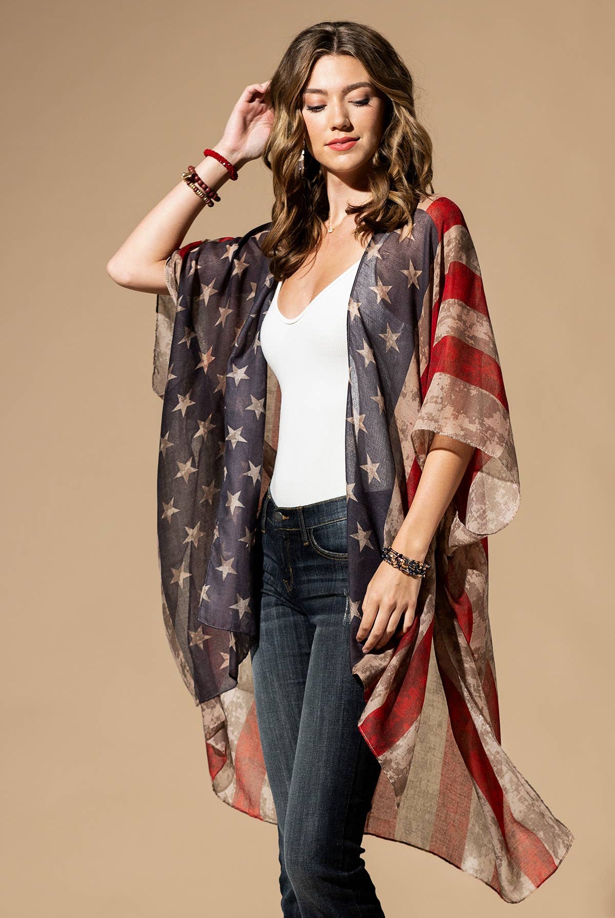 Vintage USA Print Kimono { product_type }}
