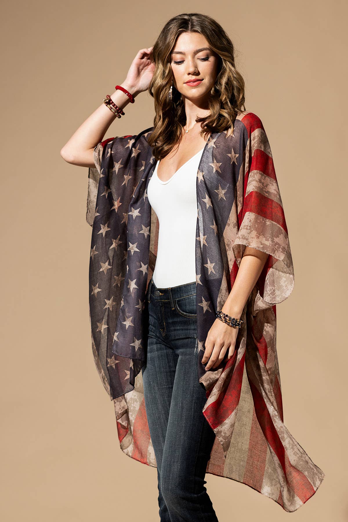 Vintage USA Print Kimono { product_type }}