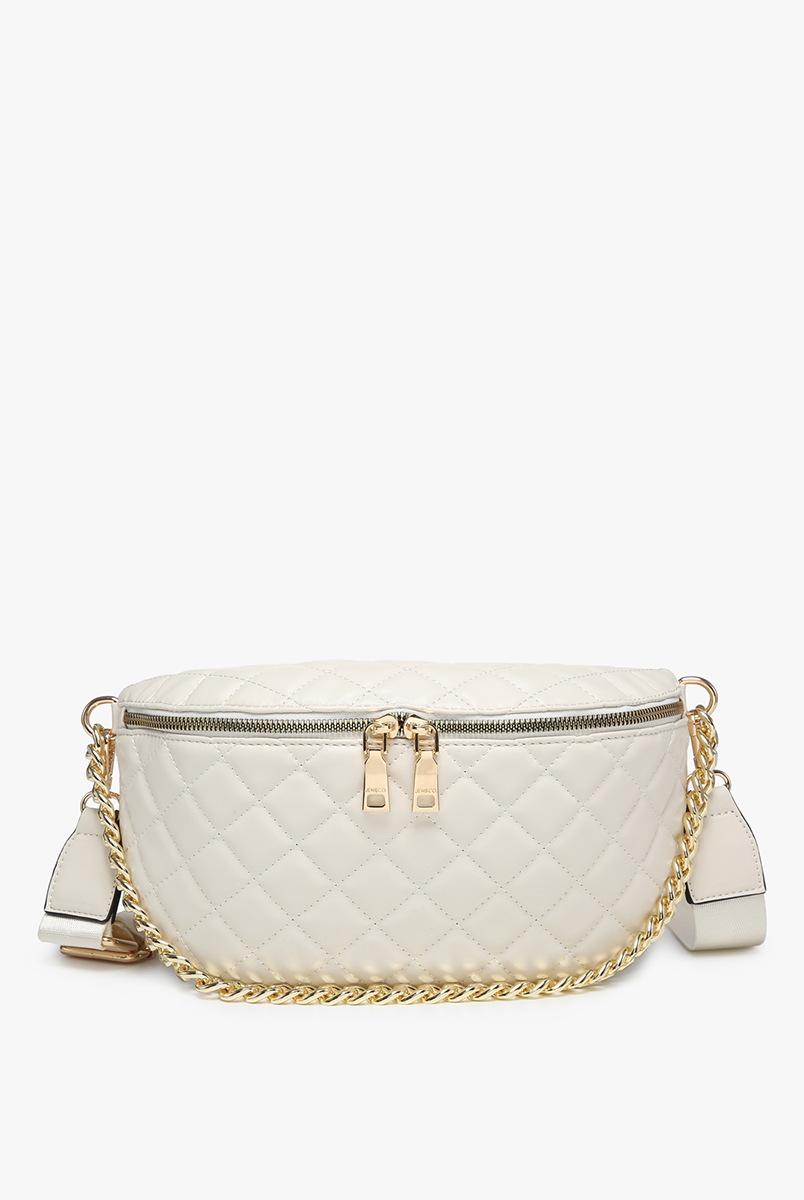 Sylvie Quilted Belt Bag: Brown { product_type }}