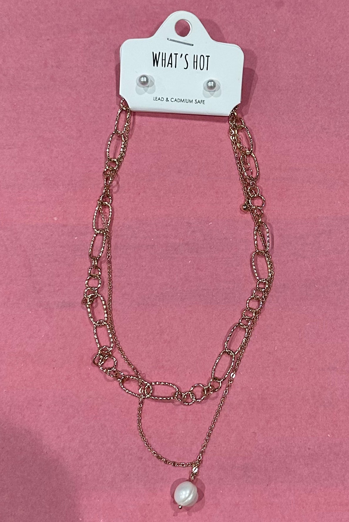 Gold Link Necklace w/ Freshwater Pearl -Accessories-What's Hot-Three Birdies Boutique, Women's Fashion Boutique Located in Kearney, MO