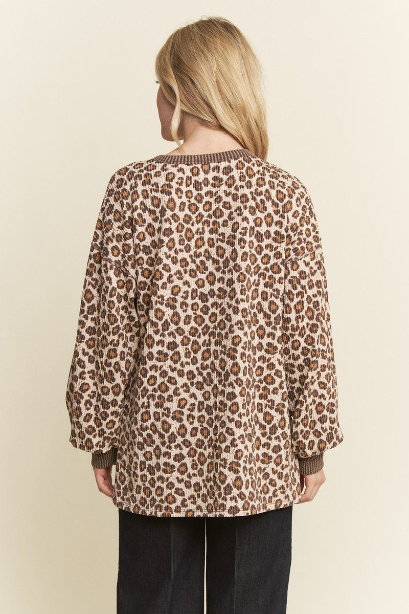 Ribbed Leopard Long Sleeve Top { product_type }}