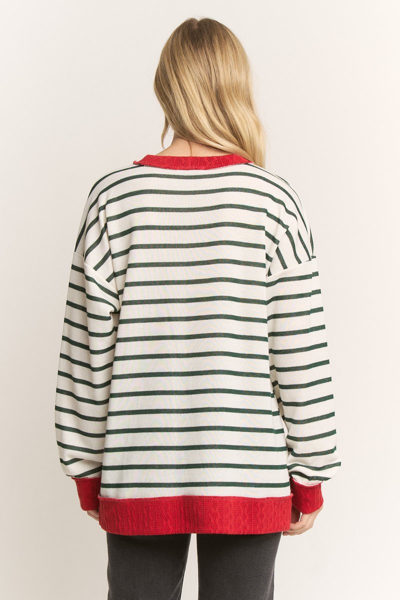 Striped Long Sleeve-Shirts & Tops-Heimish-Three Birdies Boutique, Women's Fashion Boutique Located in Kearney, MO