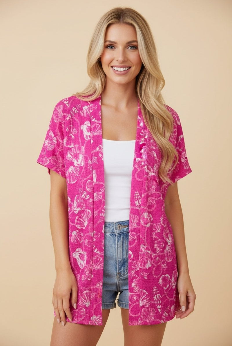 Fuchsia Kimono-Shirts & Tops-Heimish-Three Birdies Boutique, Women's Fashion Boutique Located in Kearney, MO