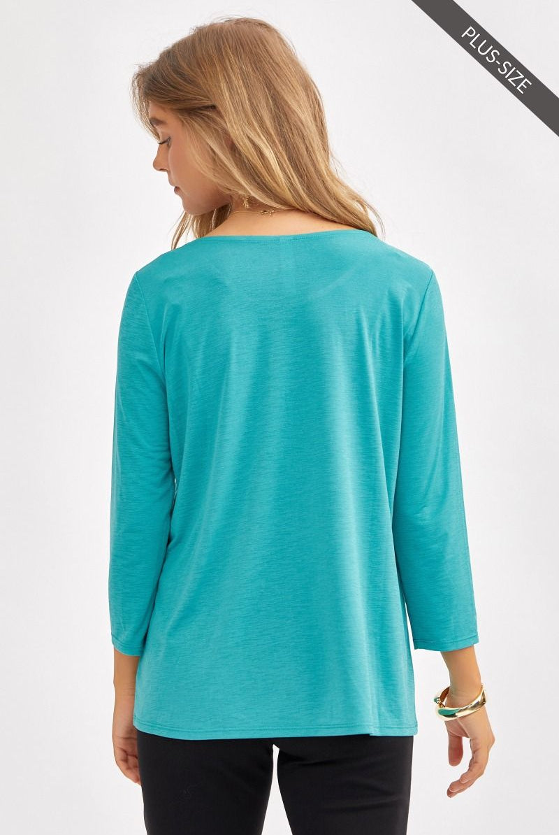 Round Neck 3/4 Sleeve Top-Dresses-Dear Scarlett-Three Birdies Boutique, Women's Fashion Boutique Located in Kearney, MO