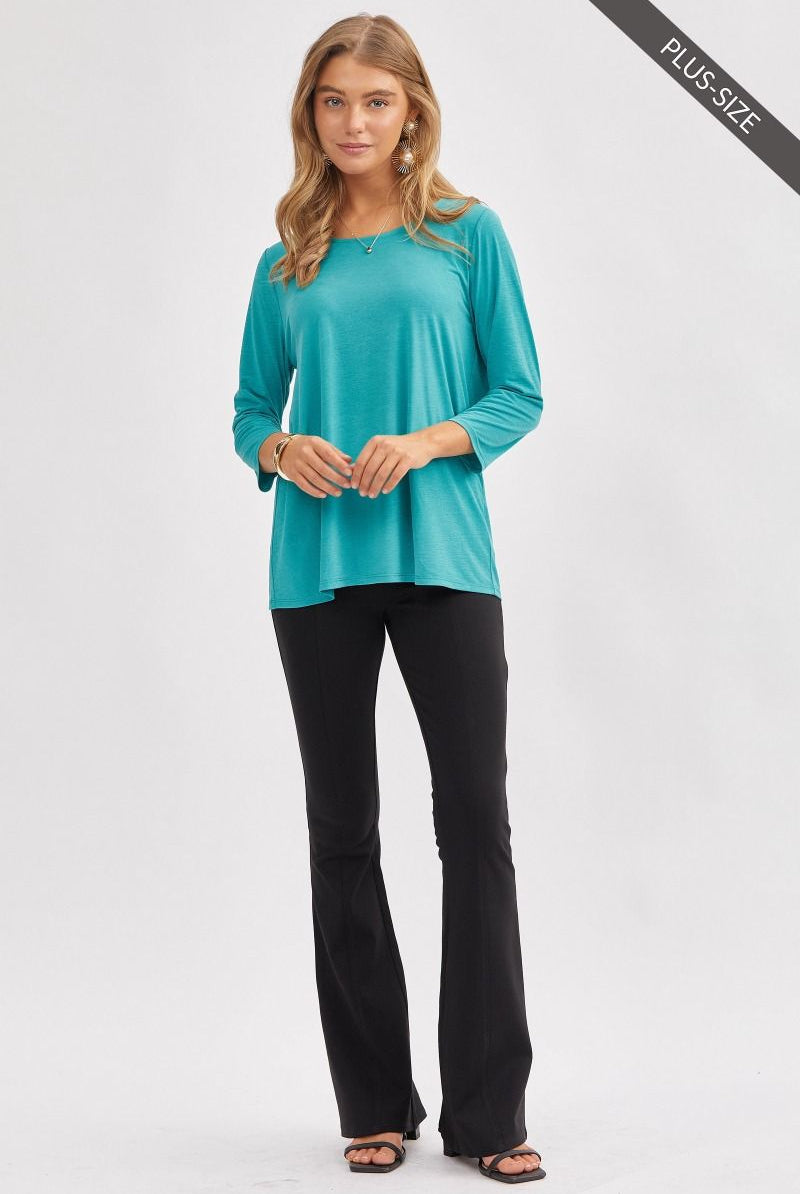 Round Neck 3/4 Sleeve Top-Dresses-Dear Scarlett-Three Birdies Boutique, Women's Fashion Boutique Located in Kearney, MO