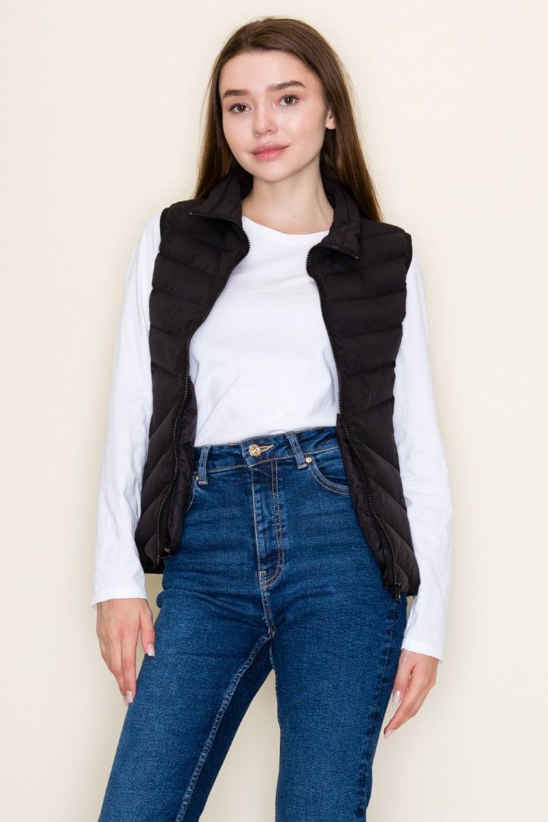 Sleeveless Puffer Vest Black-Shirts & Tops-White Birch-Three Birdies Boutique, Women's Fashion Boutique Located in Kearney, MO