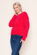 Red Textured Sweater-Sweaters-White Birch-Three Birdies Boutique, Women's Fashion Boutique Located in Kearney, MO