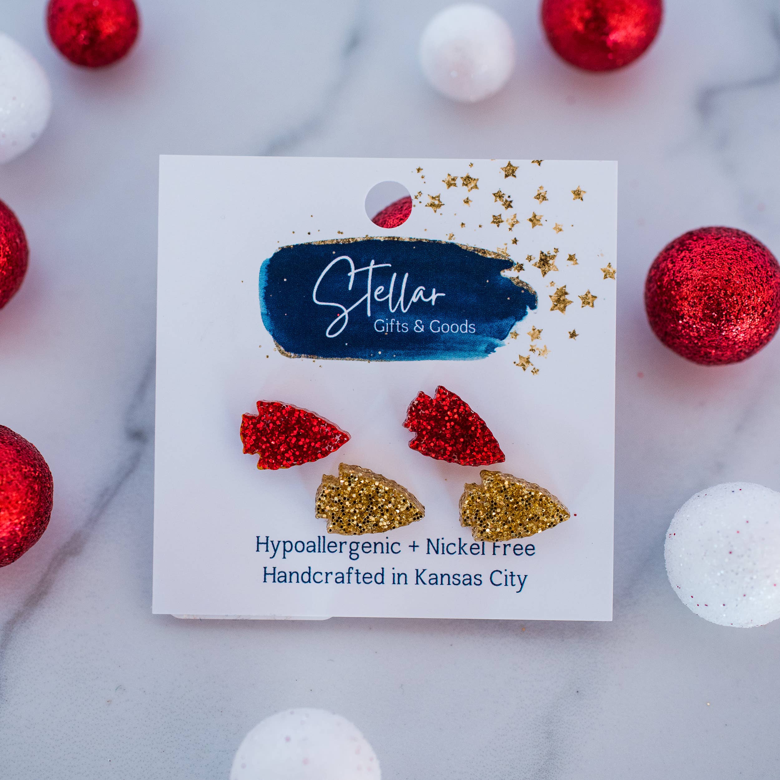 Kansas City Football Glitter Arrowhead Studs 2 pack { product_type }}