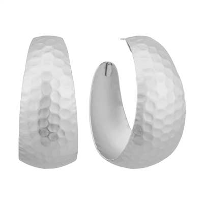 Matte Silver Metal Textured 1.5" Hoop Earring-Accessories-What's Hot-Three Birdies Boutique, Women's Fashion Boutique Located in Kearney, MO