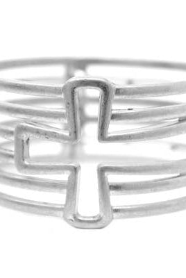 Worn Silver Cross Stretch Bracelet { product_type }}