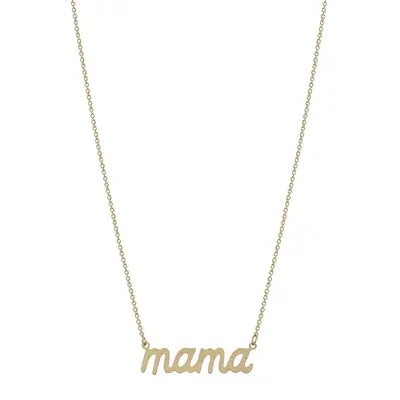 Matte Gold MAMA Cursive 16"-18" Necklace-Necklaces-What's Hot-Three Birdies Boutique, Women's Fashion Boutique Located in Kearney, MO