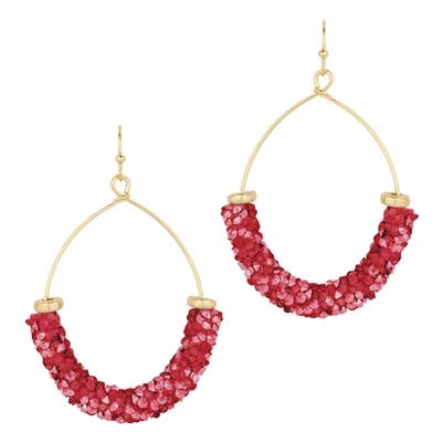 Red Crushed Crystal Teardrop 2" Earring-Accessories-What's Hot-Three Birdies Boutique, Women's Fashion Boutique Located in Kearney, MO