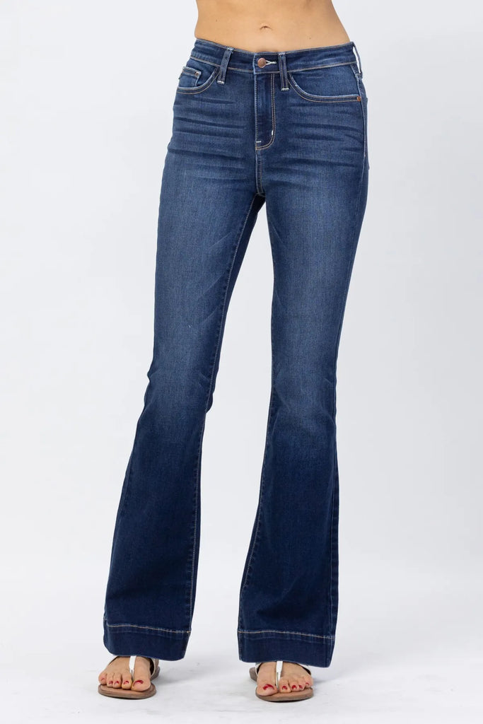 Judy Blue Trouser Flare Wide Hem-Denim-Judy Blue-Three Birdies Boutique, Women's Fashion Boutique Located in Kearney, MO