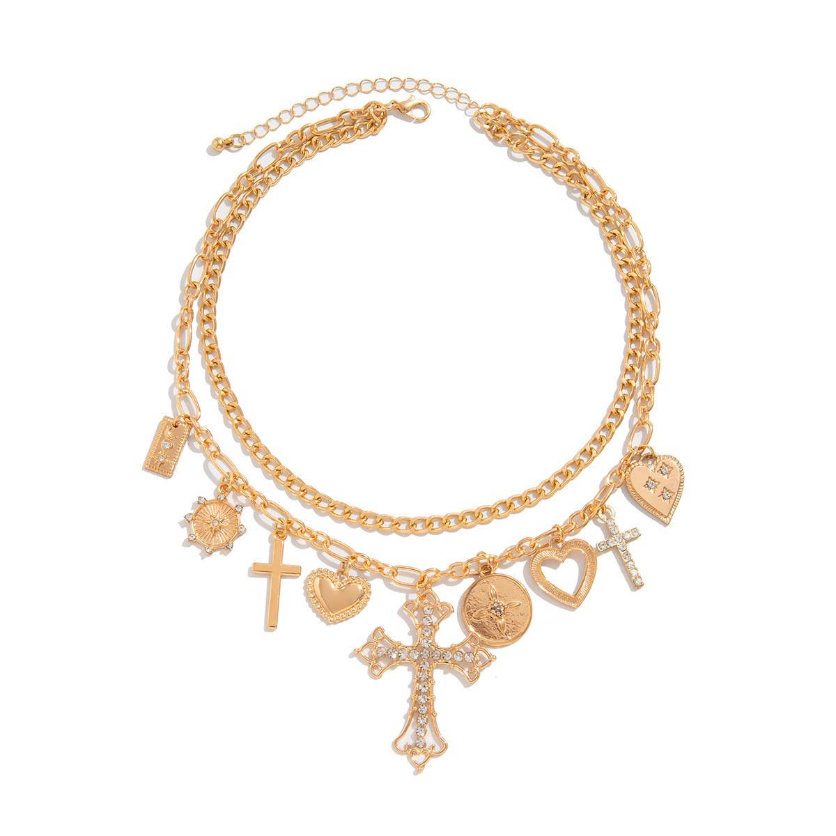 Charm Necklace – Layered Multi Cross Charms { product_type }}