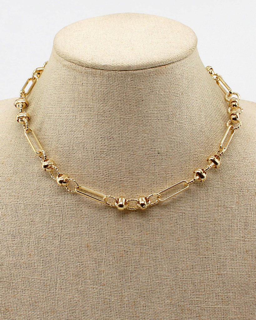 Gold Textured Multi Design Chain Necklace-Accessories-What's Hot-Three Birdies Boutique, Women's Fashion Boutique Located in Kearney, MO