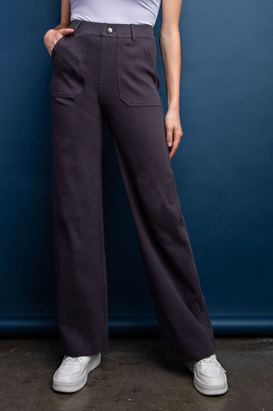 Rae Mode Cotton Stretch Twill Wide Leg Pants-Flare-Rae Mode-Three Birdies Boutique, Women's Fashion Boutique Located in Kearney, MO
