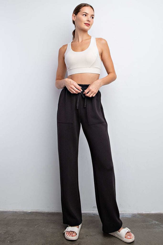 Rae Mode Straight Lounge Pants in Black-Joggers-Rae Mode-Three Birdies Boutique, Women's Fashion Boutique Located in Kearney, MO