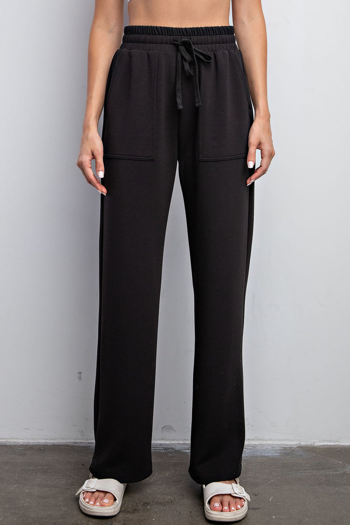 Rae Mode Straight Lounge Pants in Black-Joggers-Rae Mode-Three Birdies Boutique, Women's Fashion Boutique Located in Kearney, MO