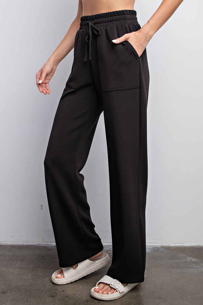 Rae Mode Straight Lounge Pants in Black-Joggers-Rae Mode-Three Birdies Boutique, Women's Fashion Boutique Located in Kearney, MO