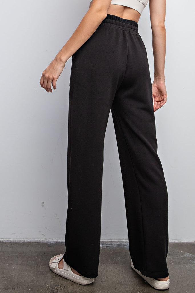 Rae Mode Straight Lounge Pants in Black-Joggers-Rae Mode-Three Birdies Boutique, Women's Fashion Boutique Located in Kearney, MO