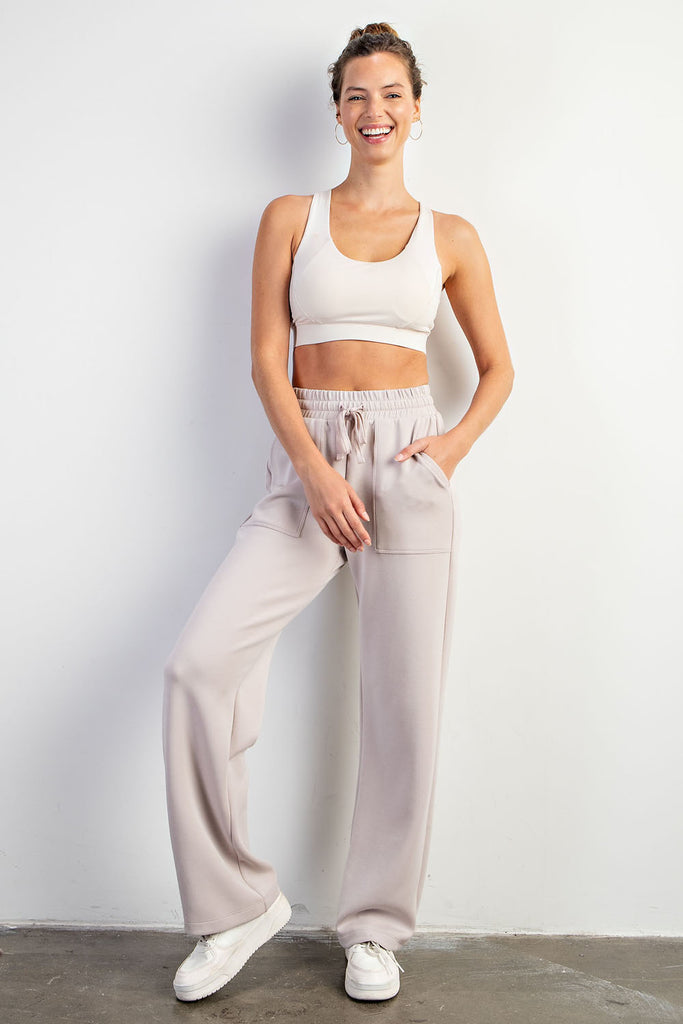 Rae Mode Straight Lounge Pants in Mocha Cream-Joggers-Rae Mode-Three Birdies Boutique, Women's Fashion Boutique Located in Kearney, MO