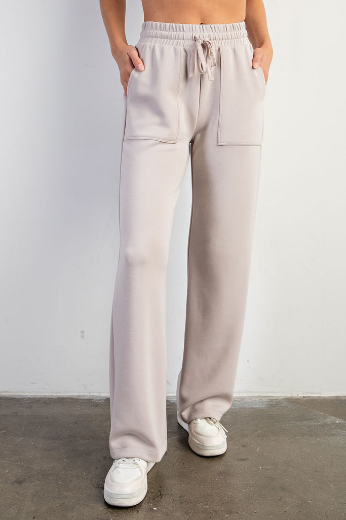 Rae Mode Straight Lounge Pants in Mocha Cream-Joggers-Rae Mode-Three Birdies Boutique, Women's Fashion Boutique Located in Kearney, MO