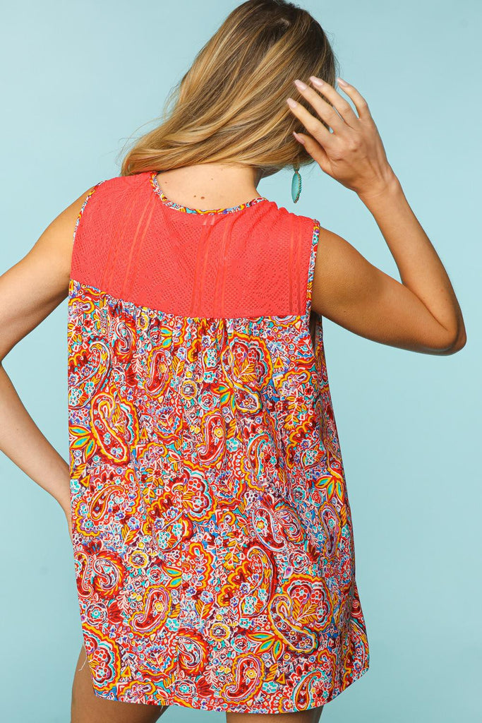 Colorful Paisley & Floral Print Top-Shirts & Tops-Haptics by Holly Harper-Three Birdies Boutique, Women's Fashion Boutique Located in Kearney, MO