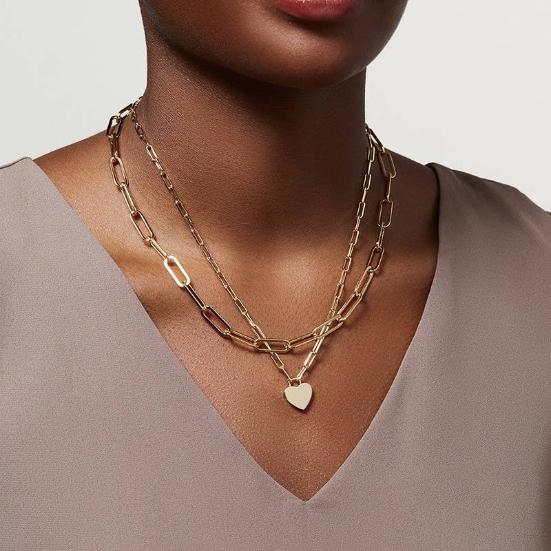 Gold Heart Layer Necklace { product_type }}