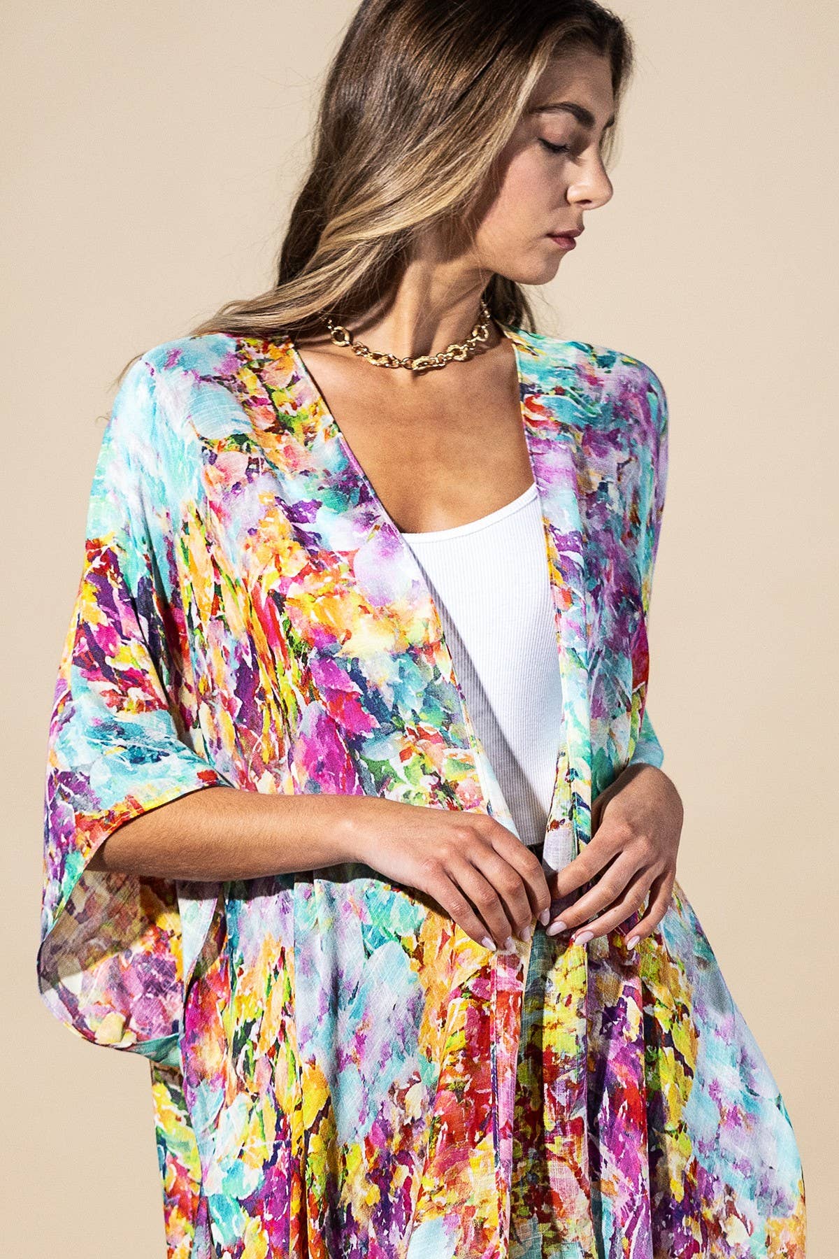 Wild Petal Viscose Kimono: Wildflower-Urbanista-Three Birdies Boutique, Women's Fashion Boutique Located in Kearney, MO