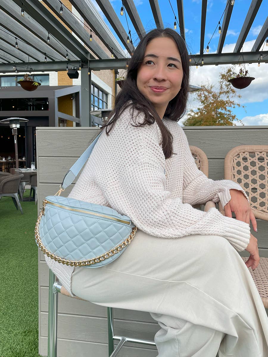 Sylvie Quilted Belt Bag: Bone-Jen & Co.-Three Birdies Boutique, Women's Fashion Boutique Located in Kearney, MO